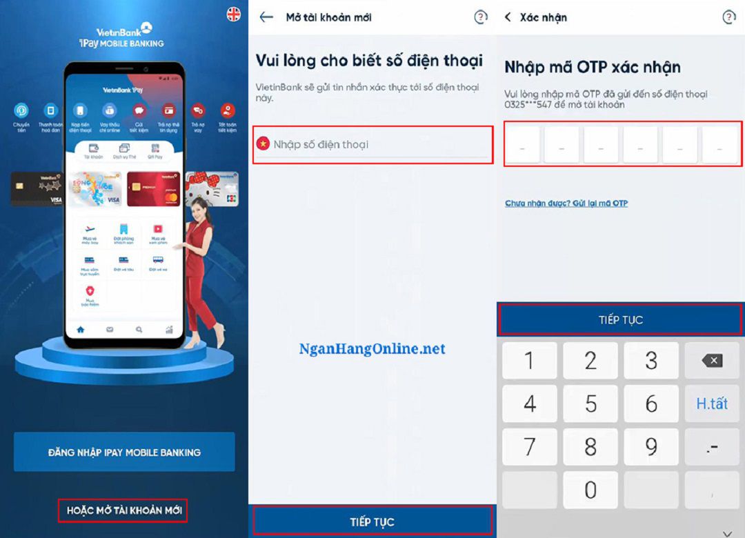 Cách mở tài khoản Vietinbank online trên điện thoại